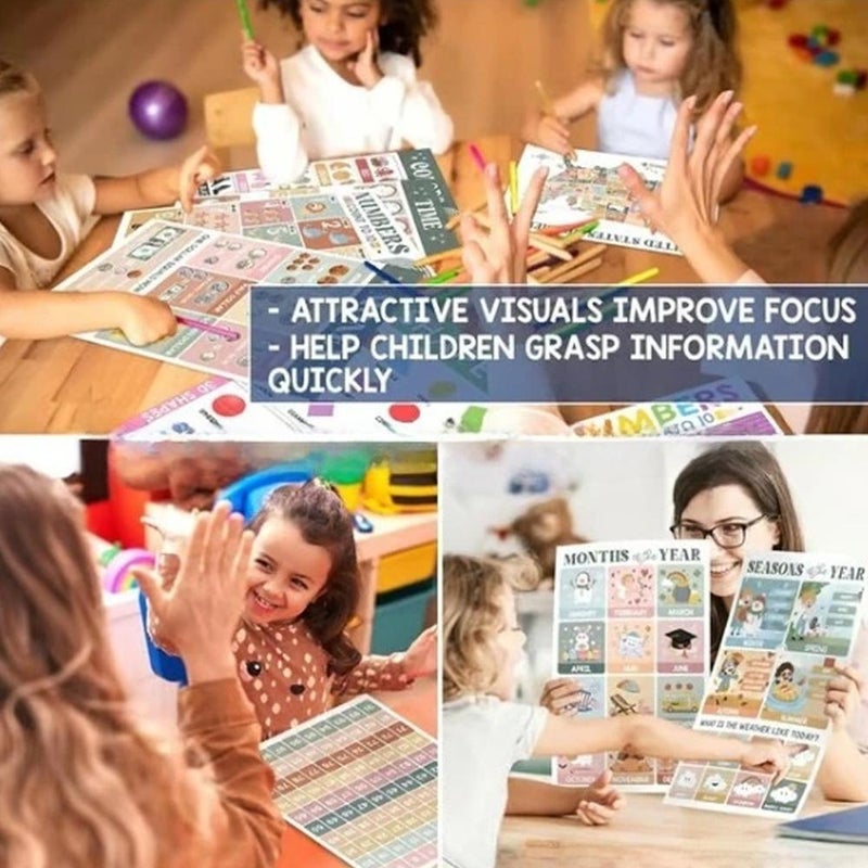 18 Educational Posters for Preschoolers,Kindergarten Learning Poster Charts,Kindergarten Classroom Must Haves Wall Decor,Preschool Posters ABC Alphabet,Shapes, Days of the Week - Image 4